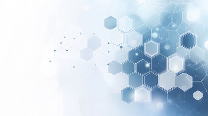 Wall Mural - abstract blue and white hexagon pattern with lines and dots