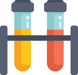 Poster - two test tubes holding liquid are sitting on a rack in a science lab