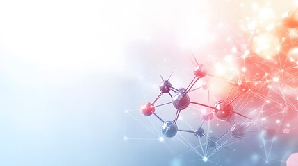 Wall Mural - abstract molecular structure with connected lines and glowing lights
