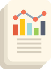 Poster - business report displaying a colorful bar chart and a graph, illustrating data analysis and financia