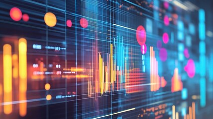 Sticker - Abstract Data Visualization with Bright Circles and Lines