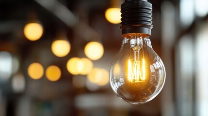 Energy concept with glowing lightbulb for creative design and inspiration projects