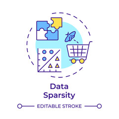 Poster - Data sparsity multi color concept icon. Machine learning, science. Artificial intelligence. Round shape line illustration. Abstract idea. Graphic design. Easy to use article, blog post