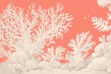 Sticker - Toile wallpaper Coral outdoors pattern nature.