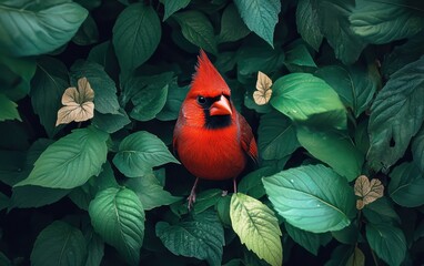 Wall Mural - Cardinal in Foliage