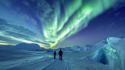 Wall Mural - Adventurers around the world Come see the beauty of the Northern Lights and ice hotels in Alaska and Finland.