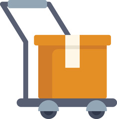 Poster - delivery service concept with cardboard box on hand truck being delivered to customer
