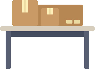 Poster - Three cardboard boxes sitting on top of a table, simple style isolated vector illustration