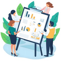Poster - Business Team Analyzing Data on Presentation Board