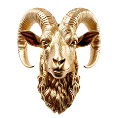 Aufkleber - Golden head of a goat statue isolated on transparent background