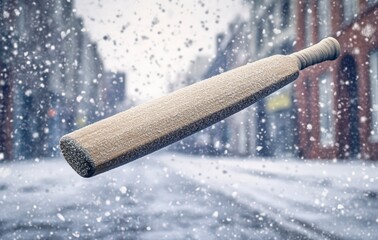 cricket bat in a snowy background