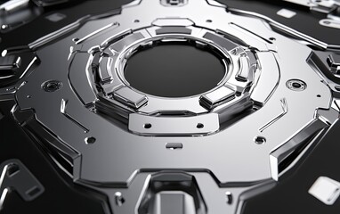 Poster - A close-up view of a metallic, intricately designed mechanical component.