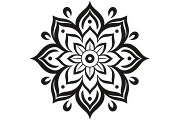 Poster - Indian Diwali pattern white black.