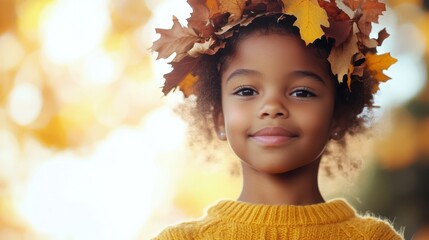 Wall Mural - a young girl with a wreath of leaves on her head