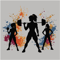 black silhouette logo design of a fitness girl 