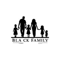 black silhouette logo design of a family group 