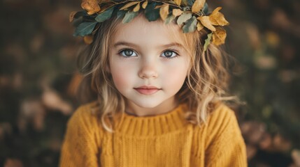 Poster - a little girl with a flower crown on her head