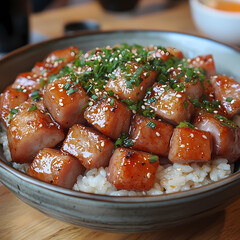 Wall Mural - Pork leg rice,Steamed rice with braised pork leg, ready to eat