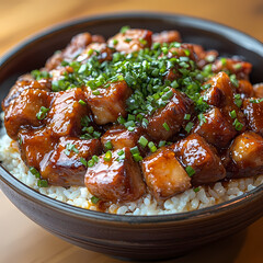 Wall Mural - Pork leg rice,Steamed rice with braised pork leg, ready to eat