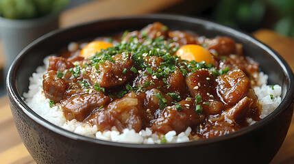 Wall Mural - Pork leg rice,Steamed rice with braised pork leg, ready to eat