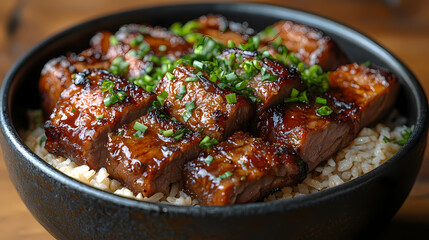 Wall Mural - Pork leg rice,Steamed rice with braised pork leg, ready to eat