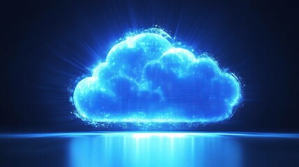 Poster - Blue Digital Cloud with Glowing Effects