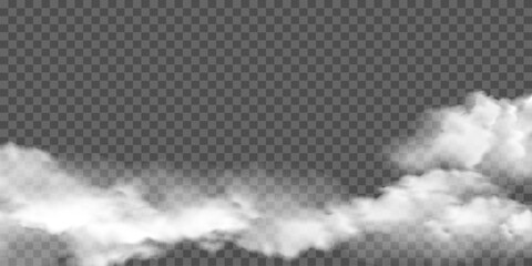 Wall Mural - realistic white fog or smoke overlay effect on a transparent background