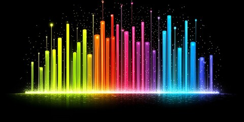 Poster - Colorful abstract light bars on black background