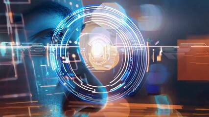 Aufkleber - Digital Persona: Futuristic Portrait of AI, glowing blue interface, technological advancement, innovation