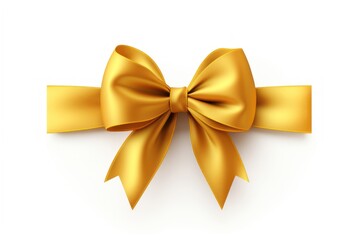 Wall Mural - ribbon gold bow white background.