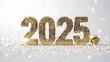 © Tanakrit - Golden glittery numbers '2025' sparkle against a light background, symbolizing New Year celebrations and aspirations for the year ahead.