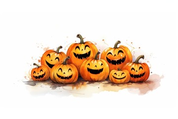 Canvas Print - Halloween pumpkins anthropomorphic jack-o'-lantern jack-o-lantern.