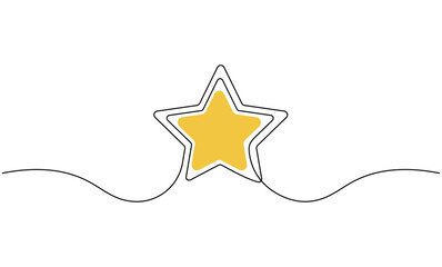 One continuous line drawing of a star Isolated on transparent background. Golden star rating, excellent (high quality) service. Customer feedback. Editable stroke. Vector design top review feed