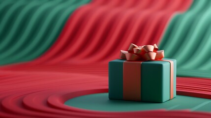 3D Christmas Gift Box Icon Rendering