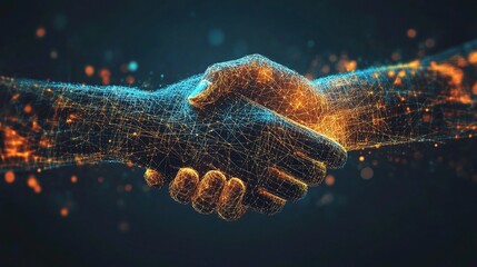 Poster - Digital Hands Shaking with Data Connections