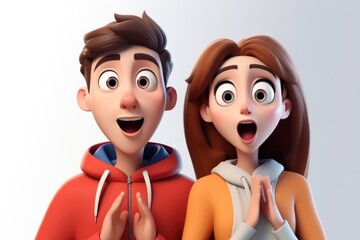 Poster - PNG Couple boyfriend girlfriend happy cartoon face togetherness. .