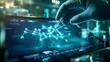 © Somsom - Digital Touchscreen Display of New Drug Molecule Model in Sterile Lab Environment