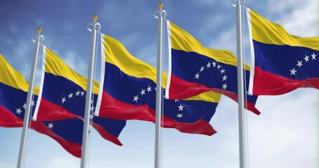 Wall Mural - Venezuela national flags waving on a clear day