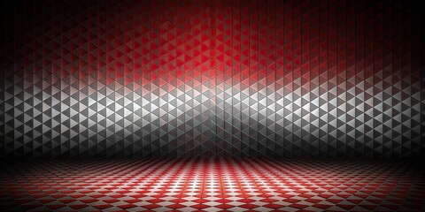 Dark geometric background with red and white forced perspective