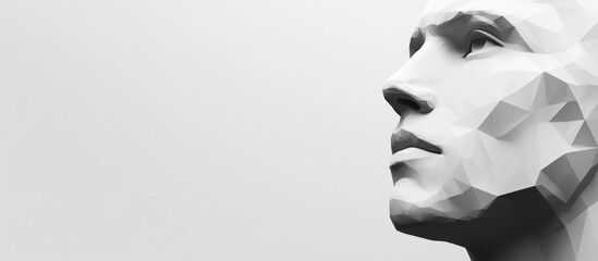 Poster - Polygonal face sculpture, abstract human profile, minimalist design
