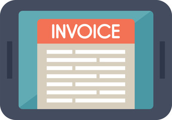 Poster - digital invoice is displaying on a tablet screen, indicating online payment for goods or services