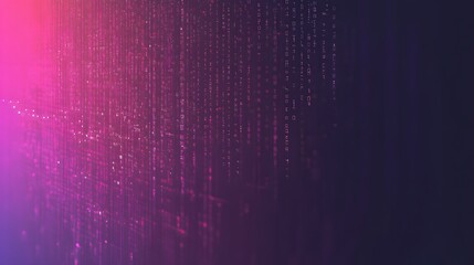 Abstract Digital Background with Pink and Purple Gradient and Binary Code