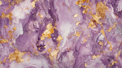 Poster - Purple marble surface with gold splashes, offering a soft yet luxurious design. Perfect for high-end branding, backgrounds, or artistic concepts.
