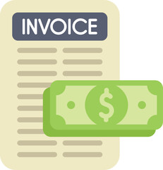 Poster - this flat icon design depicts an invoice with money, representing the concept of payment for service