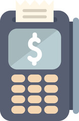 Poster - Pos terminal with dollar sign on screen is printing paper receipt, cashless payment concept