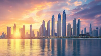 Poster - Sunset Over a Modern City Skyline