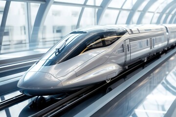 Canvas Print - High-speed train vehicle railway transportation.