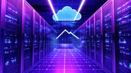 Poster - Data Center with Cloud Symbol