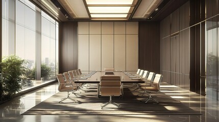 Wall Mural - Modern Conference Room with Large Table and Windows