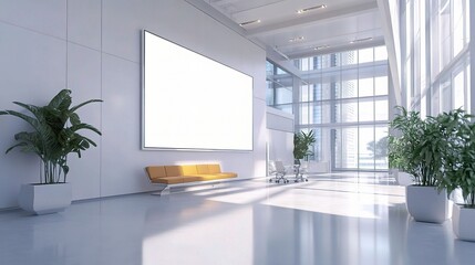 Wall Mural - Modern Interior with Blank Display and Green Plants